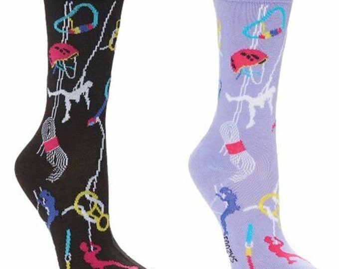 Rock Climbing Sports Climb Walls Bouldering Rope Fun Socks 2 Pair Women's 9-11