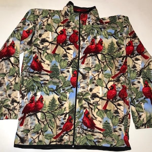ZooFleece Northern Cardinal Bird Celebration Hope Health Joy Heaven Cardinals Animal Gift Red Fleece Jacket S-3X