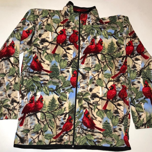 ZooFleece Northern Cardinal Bird Celebration Hope Health Joy Heaven Cardinals Animal Gift Red Fleece Jacket S-3X