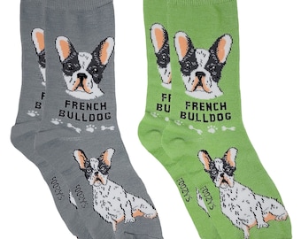 French Bulldog Paris Dog Rescue Cute Friendly Animal Companion Breed Lightweight Stretch Cotton Adult Socks