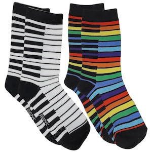 Piano Keys Notes Steinway Music Lesson Chords Songs Colorful Rainbow Socks Women&#39;s 2 Pairs