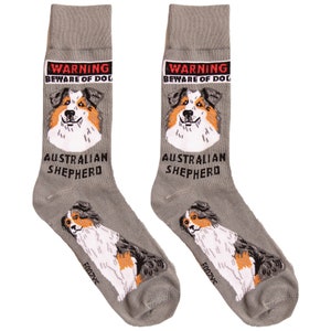 Australian Shepherd Aussie Dogs Hunting Dog Puppy Rescue Gray 2 Pairs Socks