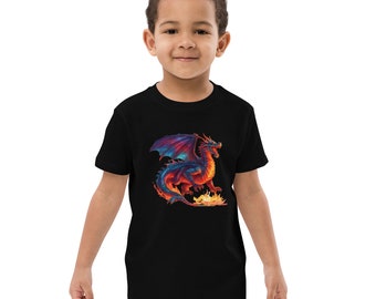 Dragon Claws Legendary Winged Horned Dragons Fire Magical Fantasy Organic Cotton Child Kids T-Shirt