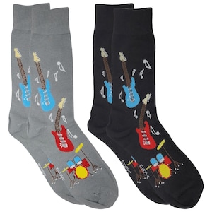 Rock & Roll Electric Guitar Drums Music Band Sound 2 Pairs Men's Socks