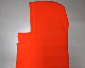 ZooFleece Unisex Solid Blaze Orange Balaclava Face Mask Reversible Hood Winter Hunting Skiing Snowboarding Sports