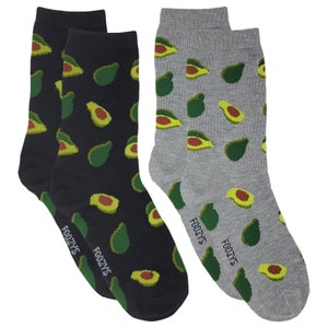 Avocado Healthy Fruit Guacamole Avocados Fun Novelty Crew Socks Women&#39;s 2 Pair