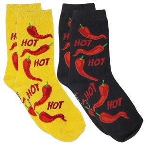 Chili Spicy Bell Red Pepper Hot Peppers Tabasco Sriracha Food 2 pares de calcetines para mujer