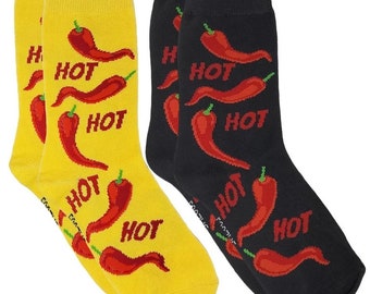 Chili Spicy Bell Red Pepper Hot Peppers Tabasco Sriracha Food 2 paires de chaussettes pour femme