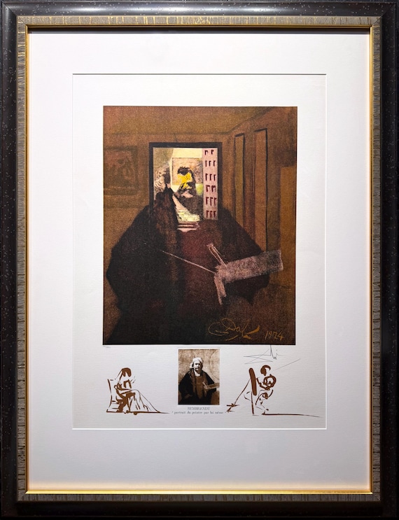 SALVADOR DALI "Rembrandt Portrait du peintre par lui-meme", Original Limited Edition Lithograph