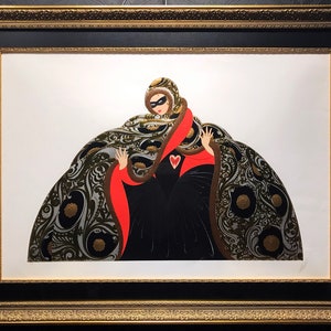 ERTE Original Limited Edition Serigraph with Foil "MASQUERADE ll" , Signed, COA