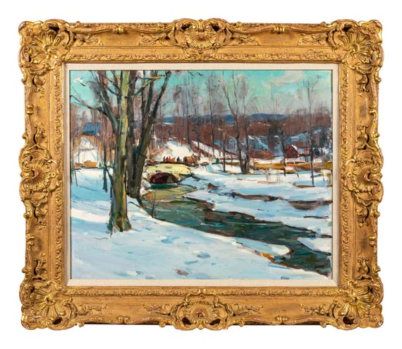 CARL WILLIAM PETERS Winter scene - The wagon ride, original oil on canvas, Coa