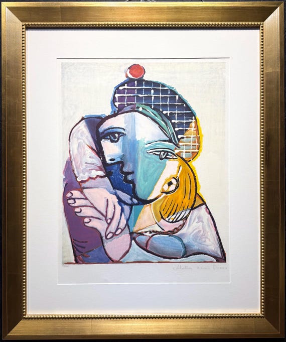 Pablo Picasso "Portrait de femme au beret ecossais" limited edition lithograph