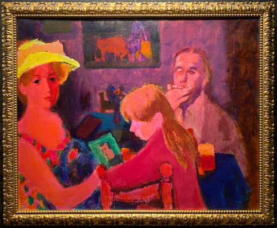 GUSTAV LIKAN Original Painting, Oil on Canvas, Large, Framed, COA