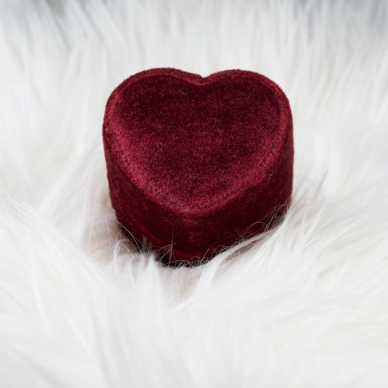 Red Heart Velvet Ring Box Single and Double Slot for Wedding Photo and Engagement Ring image 10