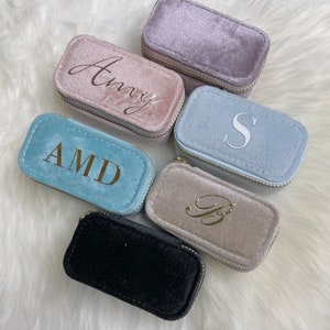 Mini Personalized Velvet Jewelry Case Great For Christmas Birthday Bridesmaid , Jewelry Box, Travel Case, Keepsake