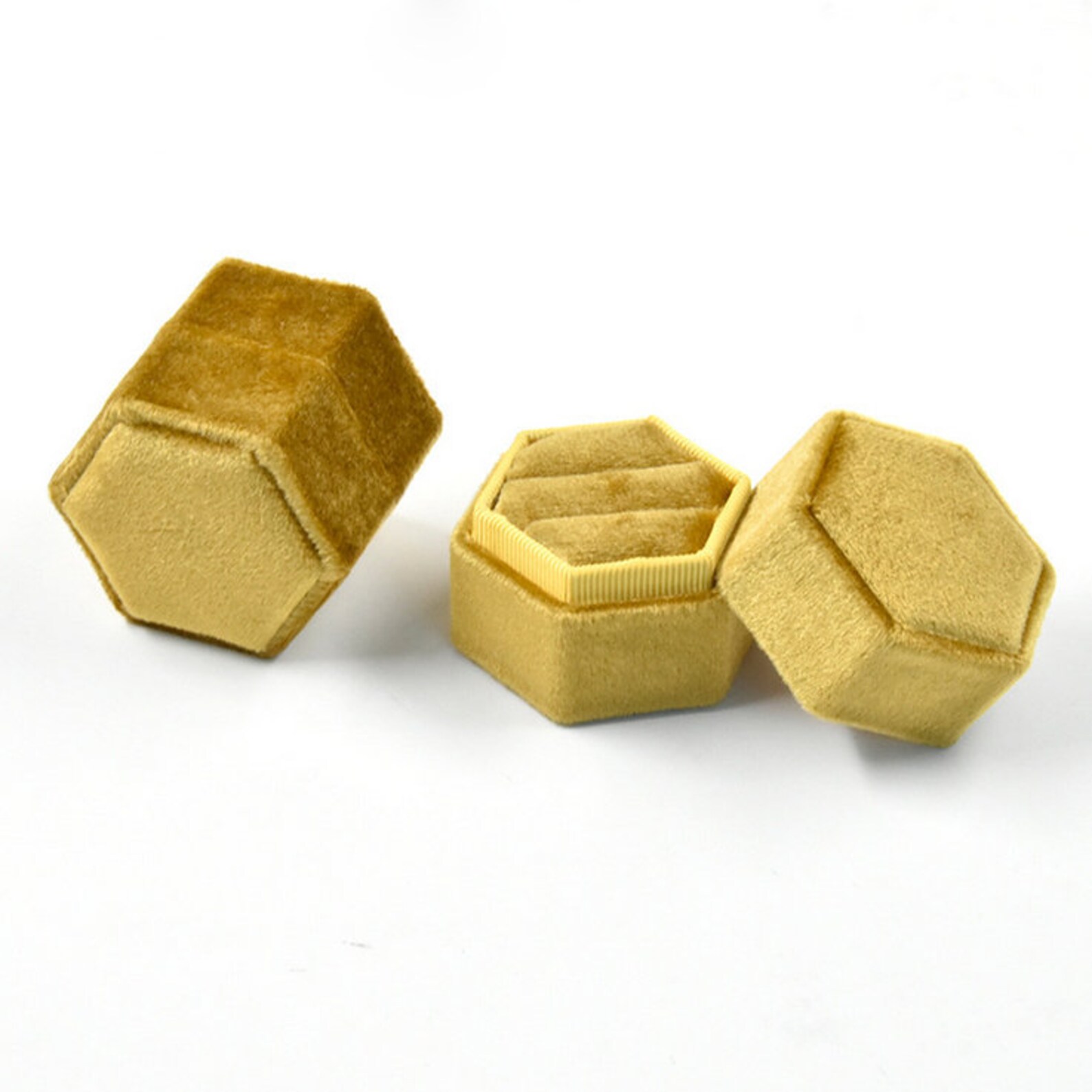 Yellow Mustard Single slot Or Double Slot Velvet Ring Box Etsy