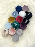 Hexagon Monogram Velvet Jewelry Gift Box Necklace Box Pendant Or  Earring box  For Birthday Bridesmaids Weddings Photos Keepsakes