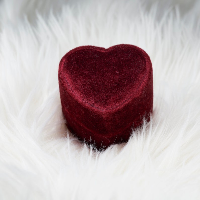 Red Heart Velvet Ring Box Single and Double Slot for Wedding Photo and Engagement Ring image 9