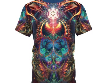 Maglietta Fractal Art, maglietta Premium Psytrance Festival Rave, stampa psichedelica su tutta la superficie, maglietta Trippy Art - unisex da uomo e da donna