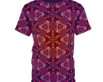 Psychedelic Fractal Pattern T-shirt, Premium Psytrance Festival Rave Shirt, All Over Print, Trippy Fractal Art Tee - Unisex