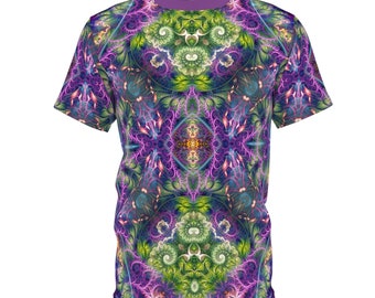 Psychedelic Pattern T-shirt, Premium Festival Rave Shirt, Psychedelic All Over Print, Trippy Fractal Art - Unisex
