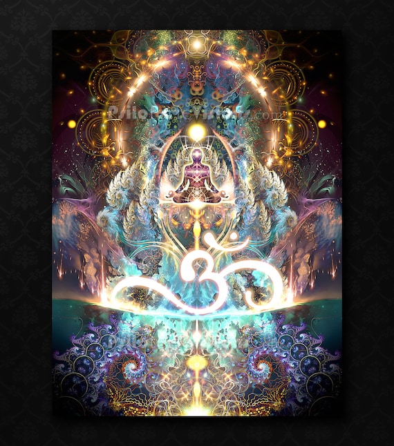 Om TAPESTRY, Meditation, Yoga Art, Psychedelic Visionary Art