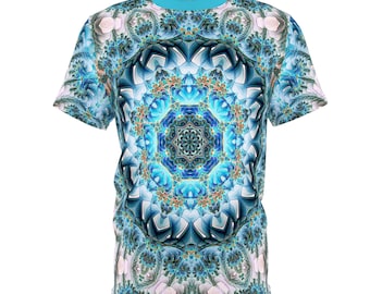 Fractal Mandala Art T-shirt, Premium Festival Rave Shirt, Psychedelic All Over Print, Trippy Fractal Art Tee - Unisex