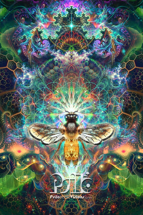 On Special Psychedelic Magic Mushroom Wall Hanging Sacred Geometry Tapestry