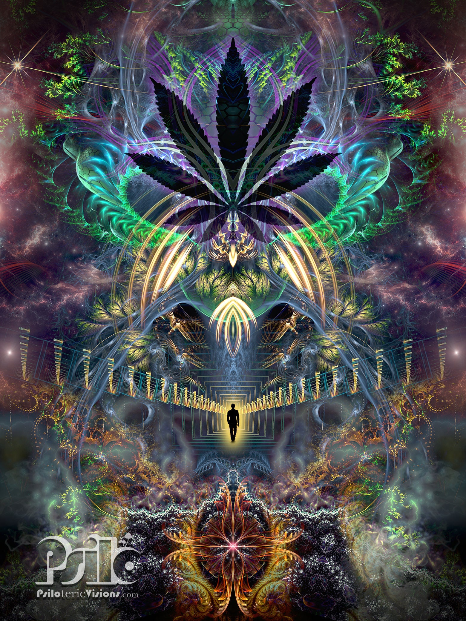 Marijuana Art CANVAS Visionary Art Pot Leaf Painting | Etsy