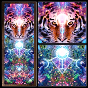 Tiger Art YOGA MAT, Visionary Art, Psychedelic, Floral, Cosmic, Eco, Natural, Spirit Animal, Meditation, Pilates, Fitness, Tigress