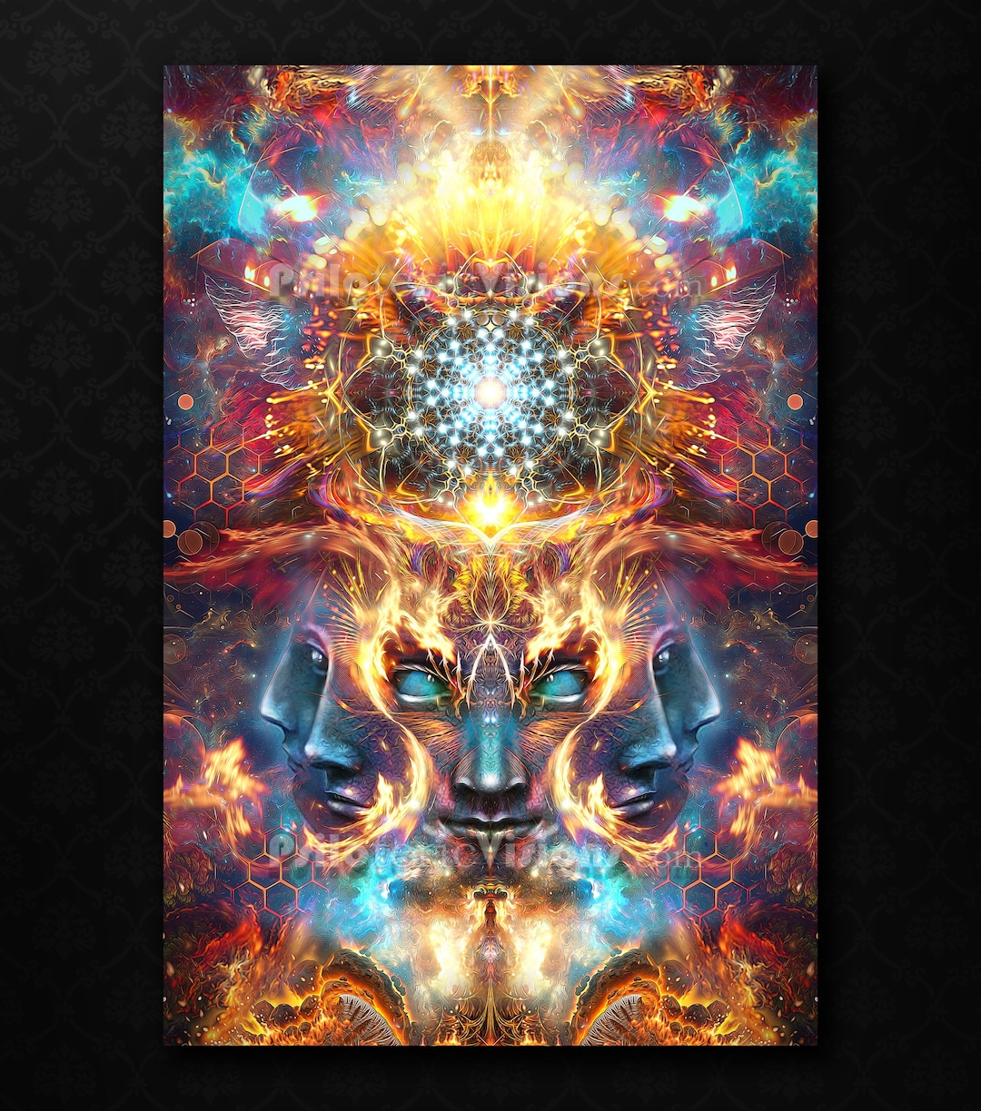 タペストリ　絵画 蛍光サイケデリックブラックライトアートタペストリー