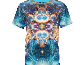 Psychedelic Cosmic Fantasy Fractal Art T-shirt, Premium Festival Rave Shirt, All Over Print, Trippy Fractal Art - Unisex