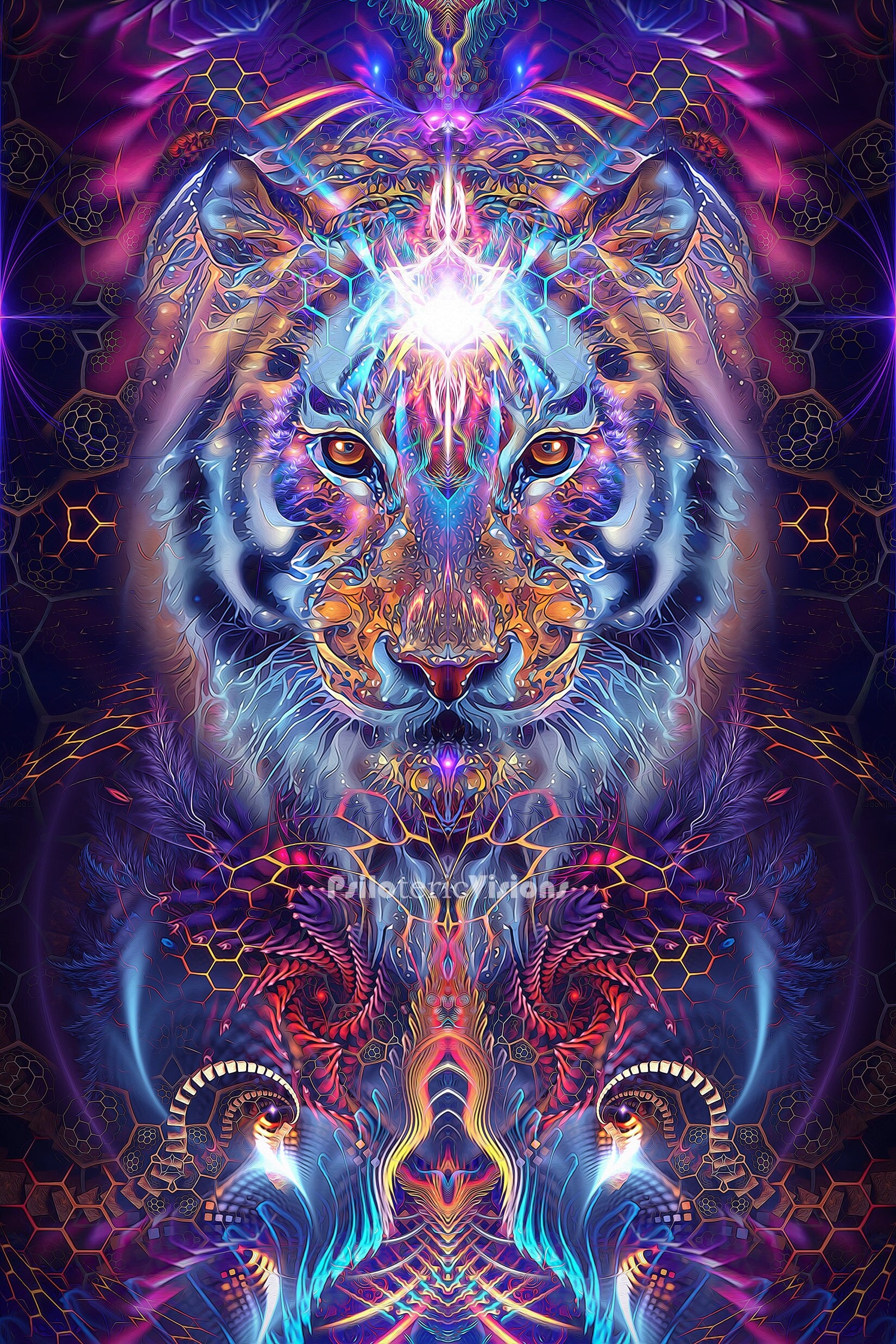 Psychedelic Tiger TAPESTRY Visionary Art Spirit Animal empurrress Etsy