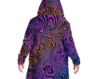 Rainbow Zebra HOODED CLOAK, Psychedelic Zebra Festival Cloak, Trippy Animal Print Cape, Colorful Rave Hooded Robe, Festival Wear, Men, Women