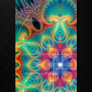 TAPISSERIE motif fractal psychédélique, impression d&#39;art mandala festival, art visionnaire, art mural, trippy néon rave
