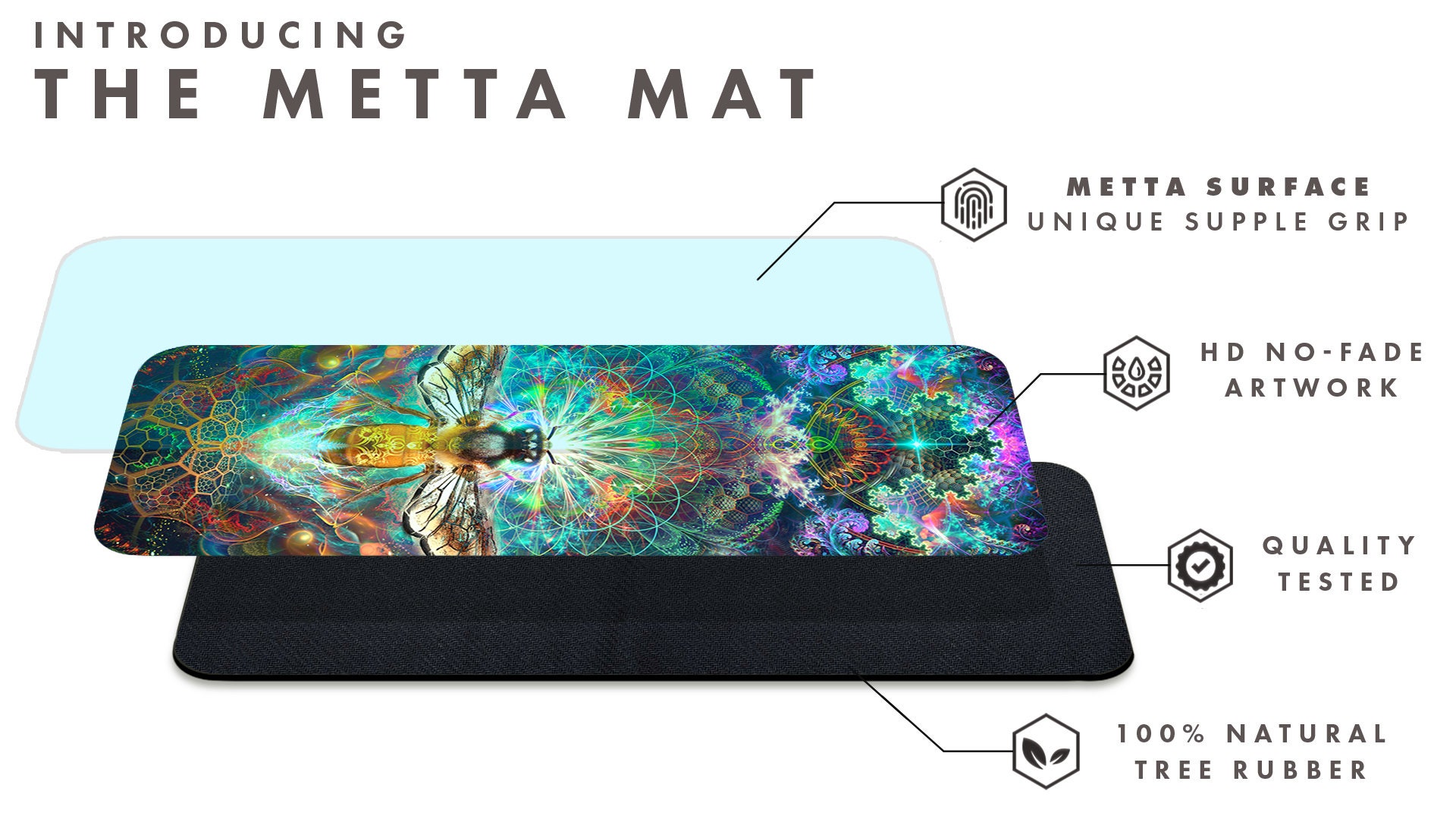 Honey Bee YOGA MAT, Visionary Art, Psychedelic, Sacred Geometry, DMT