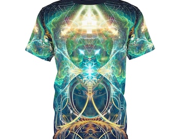 Fractal Art T-shirt, Premium Festival Rave Shirt, Psychedelic All Over Print, Trippy Fractal Art, Geometry - Unisex