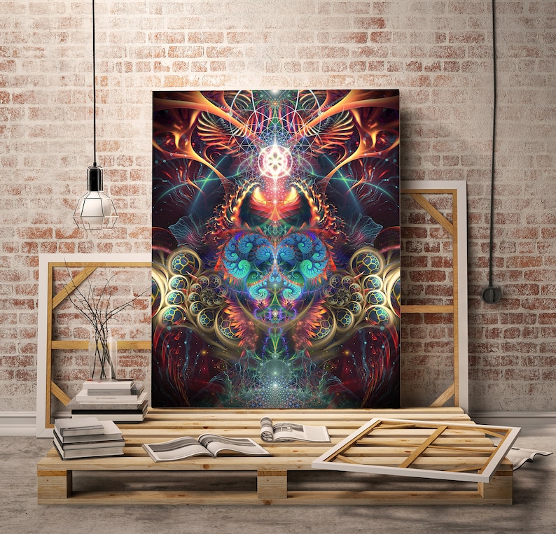 Fractal Art CANVAS, Visionary Art, Psychedelic Art, Fractal Art, Visionary Print, Psychedelic Print, Flower Art, Trippy Art, Trippy Print image 2