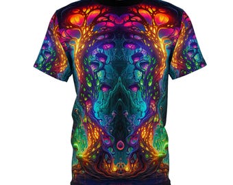 Psychedelic Mushroom Fantasy Art T-Shirt : Premium All Over Print Festival Tee