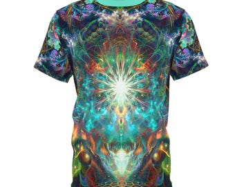 Fantasy Tree of Life Visionary Art T-shirt, Premium Festival Rave Shirt, Psychedelic All Over Print, Trippy Fractal Art - Unisex