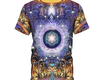 Premium Ouroboros Seed of Life T-shirt, Visionary Art, Psychedelic Festival Rave Shirt, All Over Print, Trippy Art - Unisex