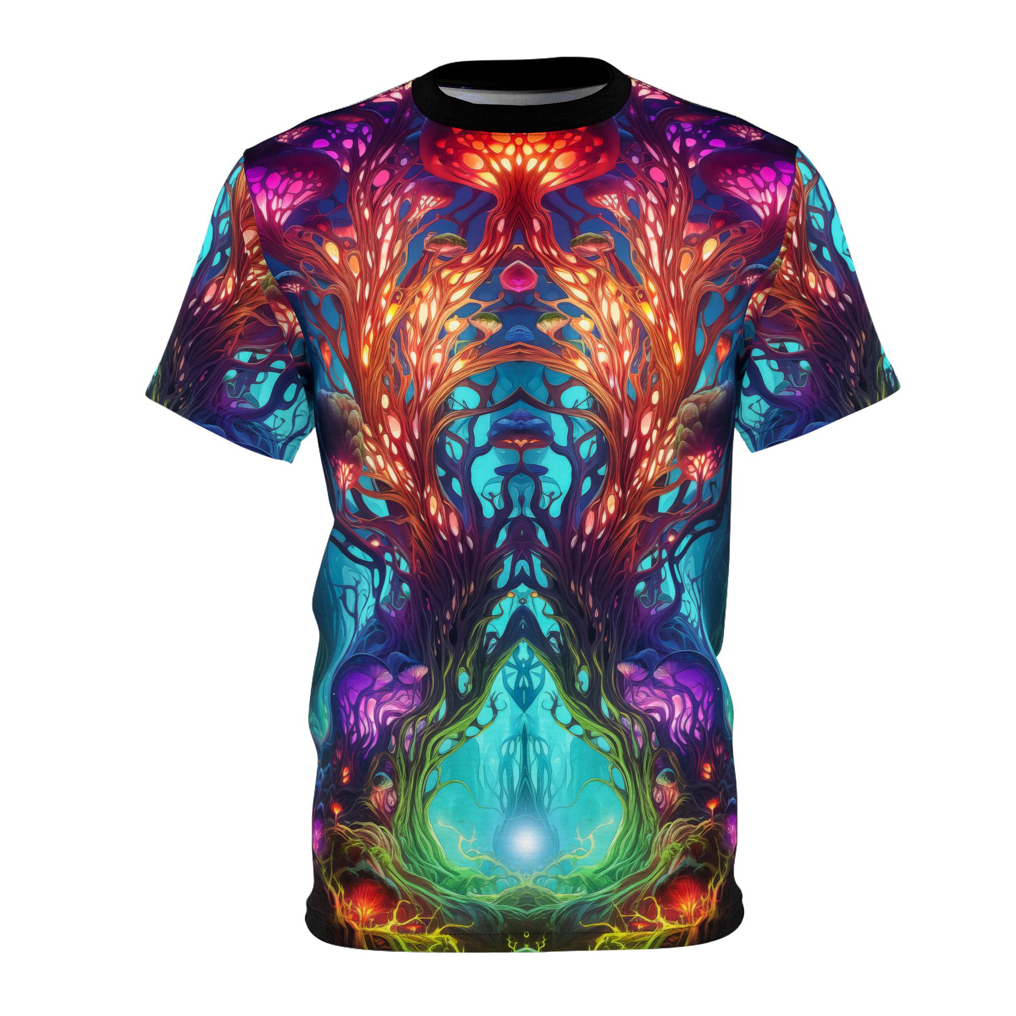 Mushroom Fantasy Art PREMIUM TEE | Trippy Fungus Festival T-Shirt, Psychedelic Unisex Rave Shirt for Men & Women, Vibrant All Over Print