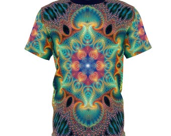 Sacred Geometry Mandala T-shirt, Premium Festival Rave Shirt, Psychedelic All Over Print, Trippy Fractal Art Tee - Unisex