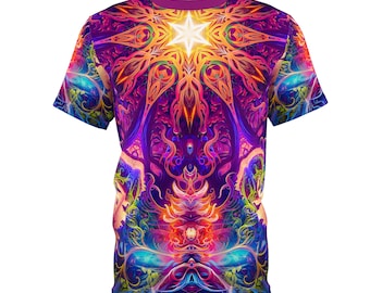 Psychedelic Visionary Art T-shirt, Premium Festival Rave Shirt, All Over Print, Trippy Fractal Art - Unisex