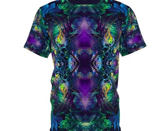 Psychedelic Psytrance T-shirt, Premium Festival Rave Shirt, Psychedelic All Over Print, Trippy Fractal Art Tee - Unisex