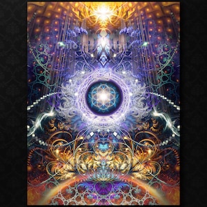 Ouroborus TAPESTRY, Visionary Art, Psychedelic Art, Fractal, Visionary Tapestry, Tapestries, Spiritual, Seed of Life, Colorful, Wall Art