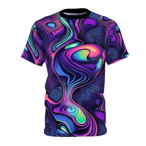 Abstract Neon Art PREMIUM TEE | Trippy Liquid Festival T-Shirt, Psychedelic Unisex Rave Shirt for Men & Women, Vibrant All Over Print