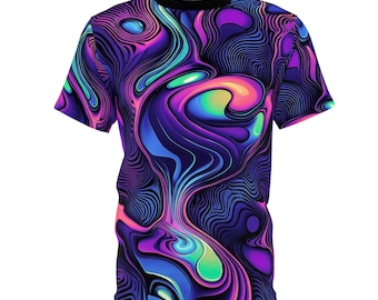 Abstract Neon Art PREMIUM TEE | Trippy Liquid Festival T-Shirt, Psychedelic Unisex Rave Shirt for Men & Women, Vibrant All Over Print