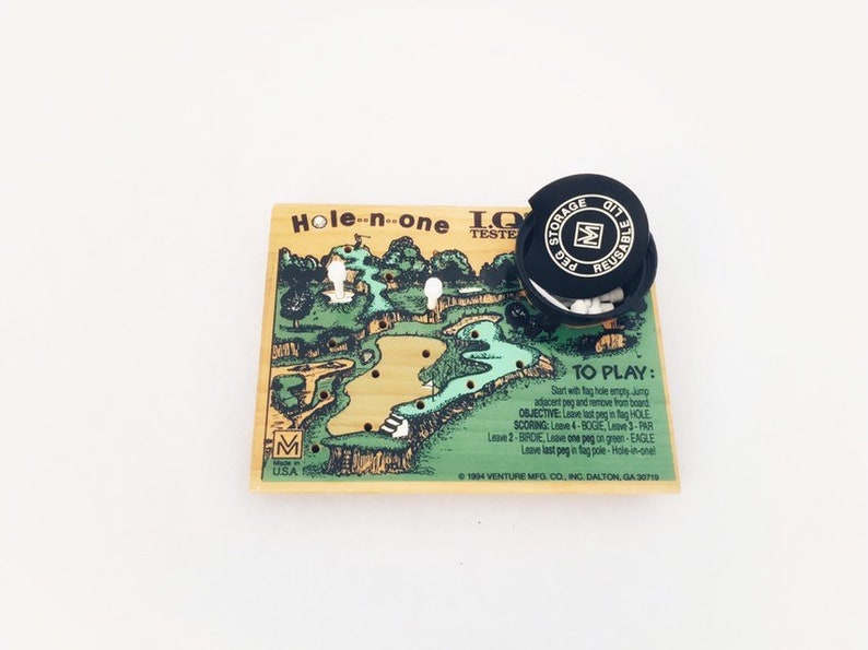 Iq Tester Hole In One Game By Venture Mtg 1994 Vintage Board Game Small Board Game Travel Board Game Vintage Board Games Golf Gift