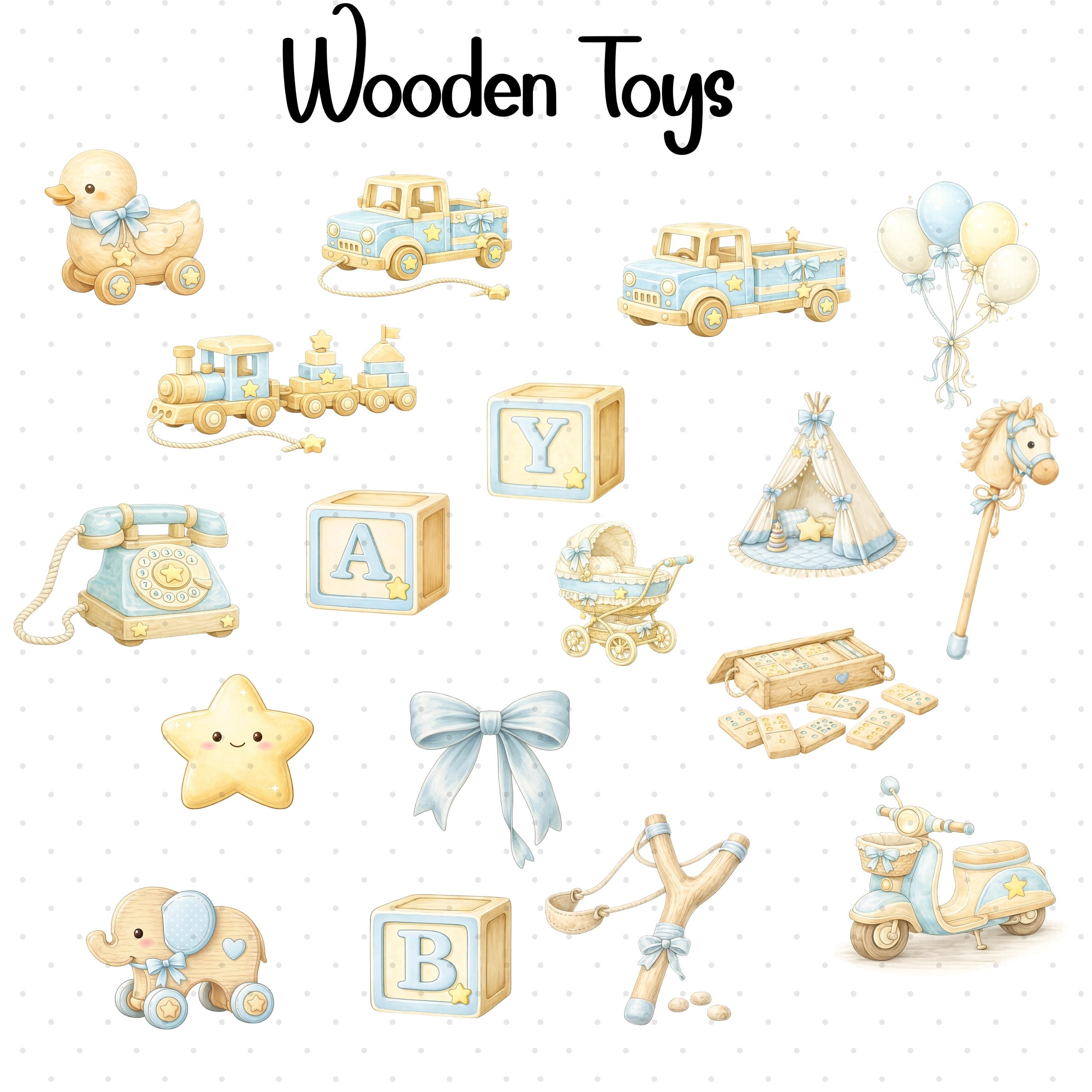 Wooden Toys Watercolor Clipart Set | Montessori Toy Clipart | Baby ...